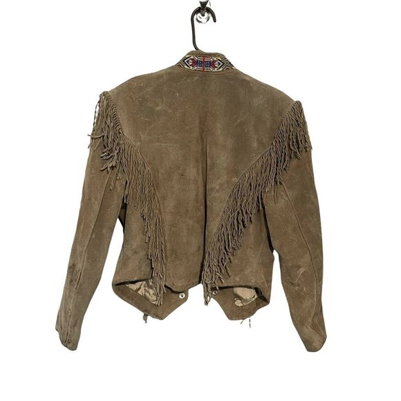 Diamond Leathers Fringe Beaded Embellished Brown Leather Crop Western Jacket 12 - Picture 7 of 11